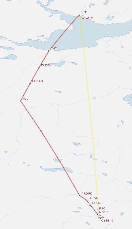 Figure 2: Awkward route without any direct legs