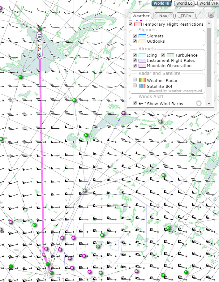 Figure 3: The SkyVector Wind Barbs Overlay